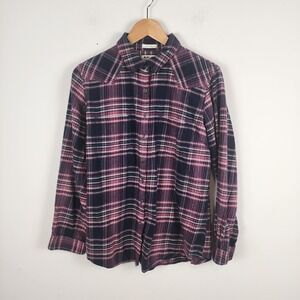 Ariat Real‎ Purple Black Plaid Button Front Long Sleeve Shirt Women's Large